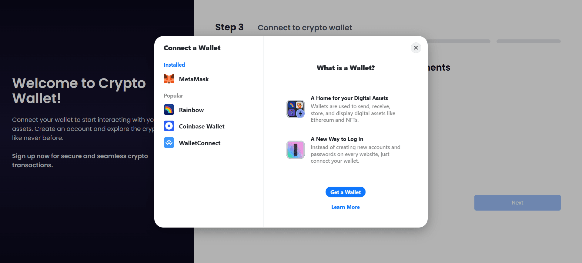 Crypto Wallet Web3 Business Verify Website portfolio preview